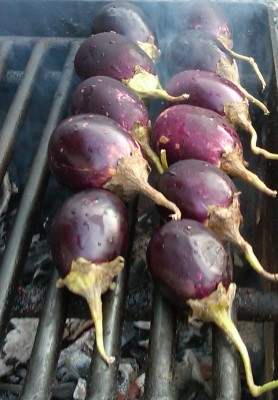 Fire roasted eggplant
