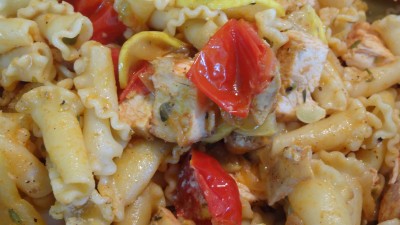 Fire Roasted Chicken with Summer Squash and Campanella Pasta