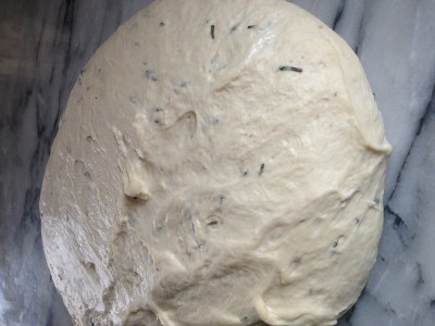 The dough after an overnight rest in the refrigerator The dough after an overnight rest in the refrigerator