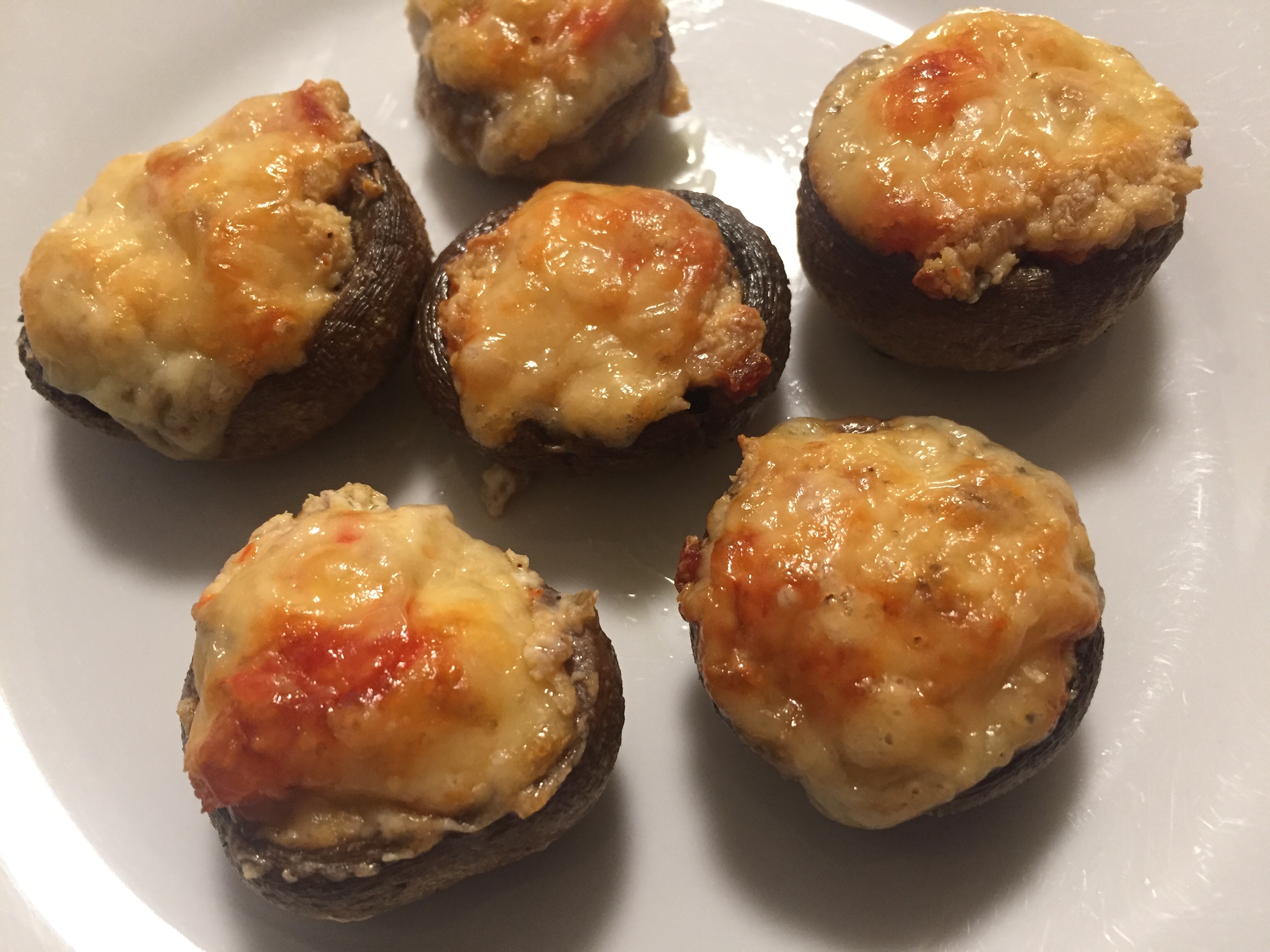 Chevre and Roasted Red Pepper Stuffed Mushrooms