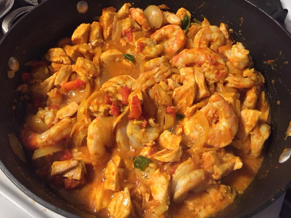 Salmon and Jumbo Shrimp Curry over Basmati NOVACHEF Kitchen