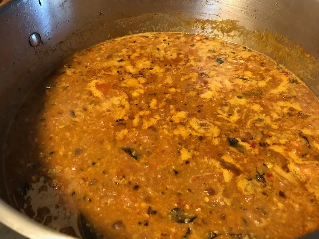 Simmering base curry for Baingan Masala - Bagara Baingan 